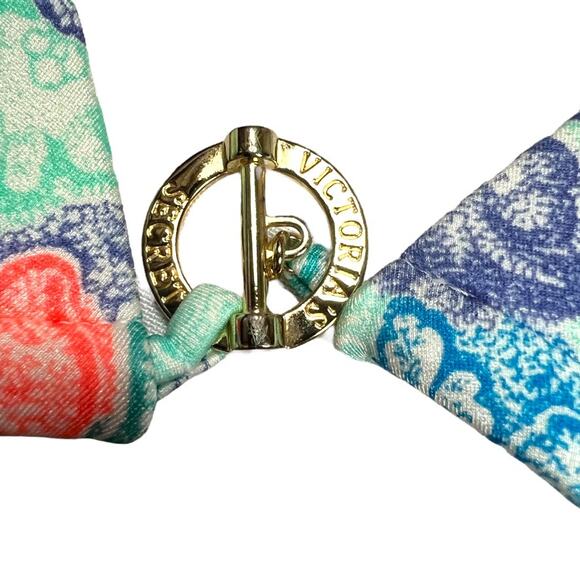 Victoria's Secret Bikini Top Padded Triangle Women's M Paisley Green Orange Blue - Picture 5 of 9